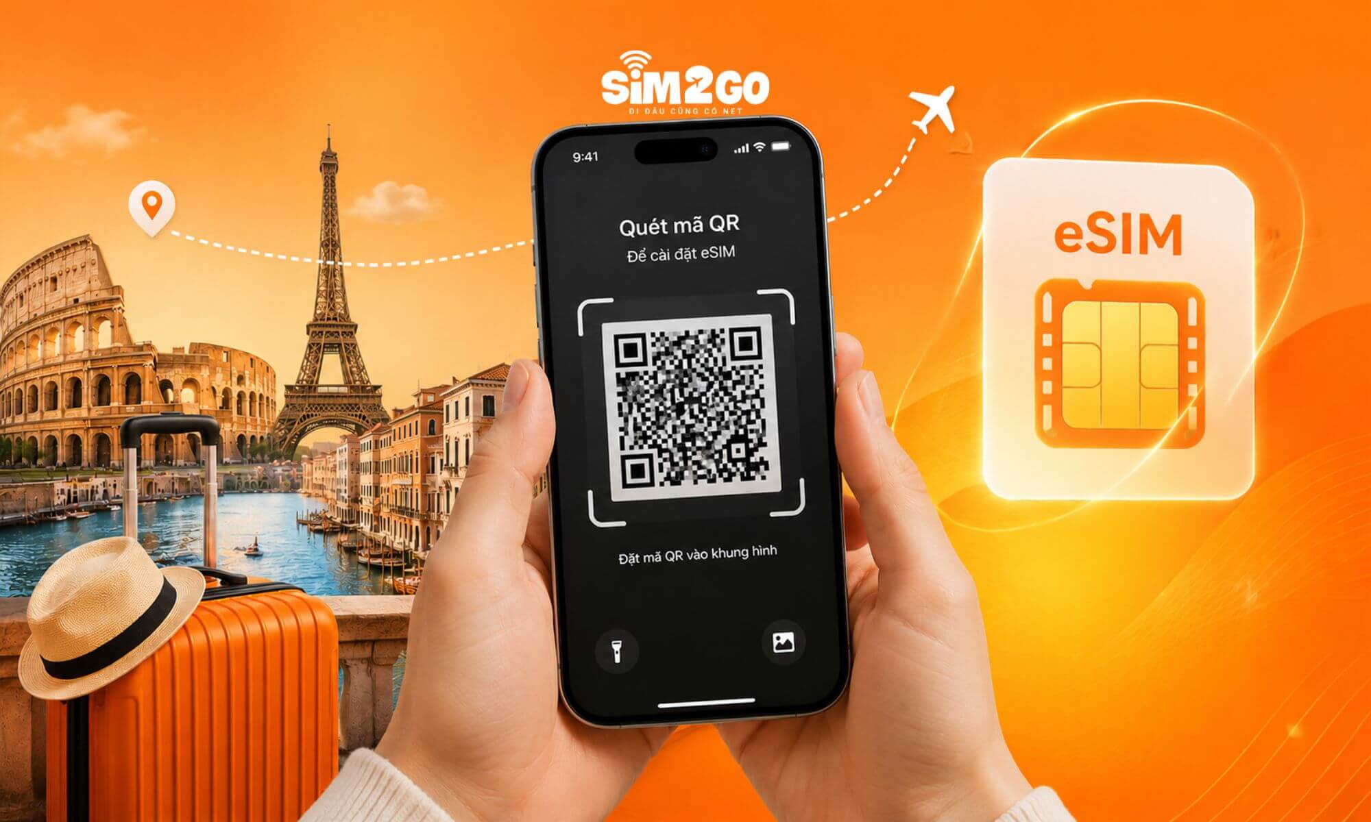 Quét mã QR là bước đơn giản nhất trong quy trình cài eSIM châu Âu trên iPhone