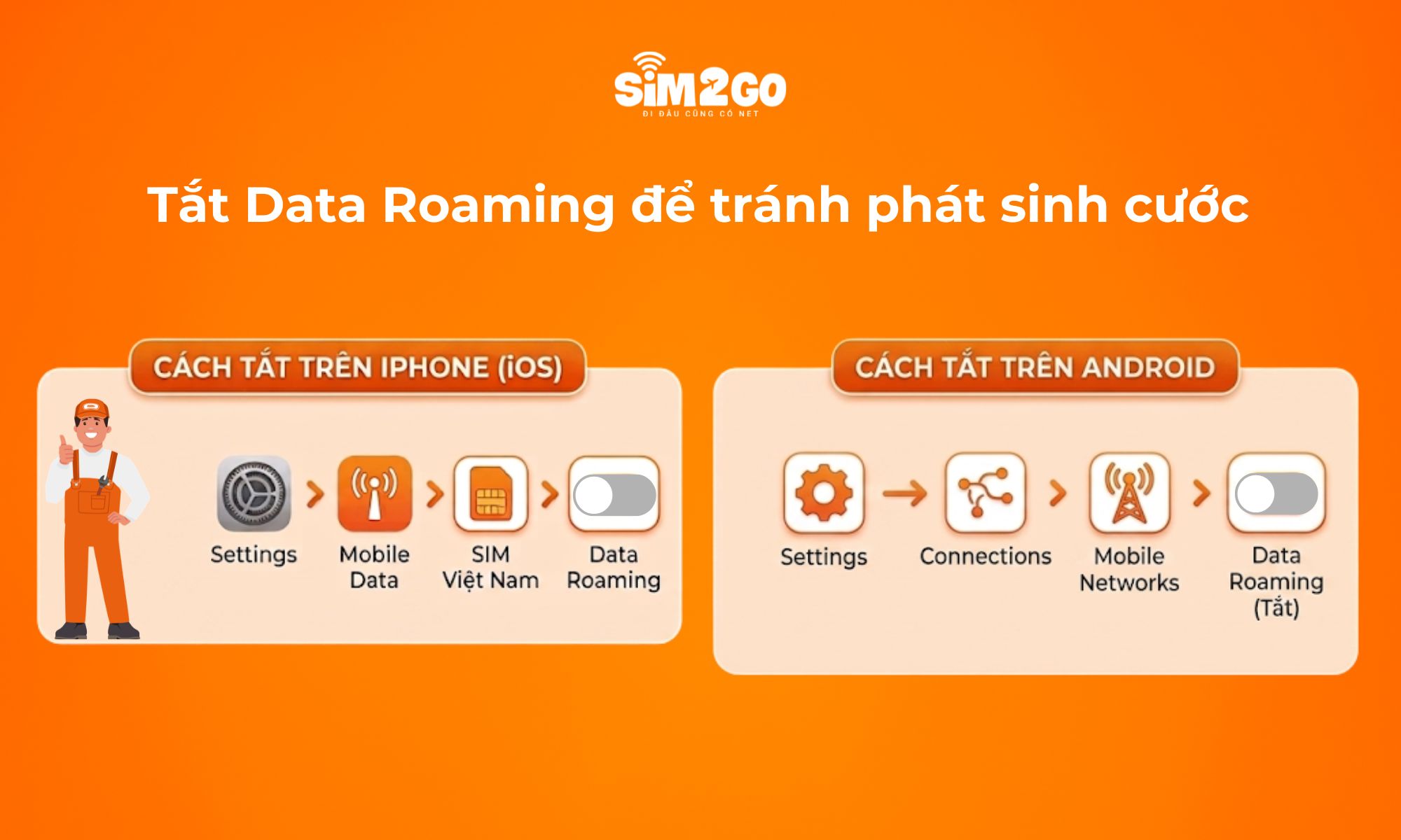 Tắt Data Roaming để tránh phát sinh cước ngoài ý muốn khi ở Nhật.