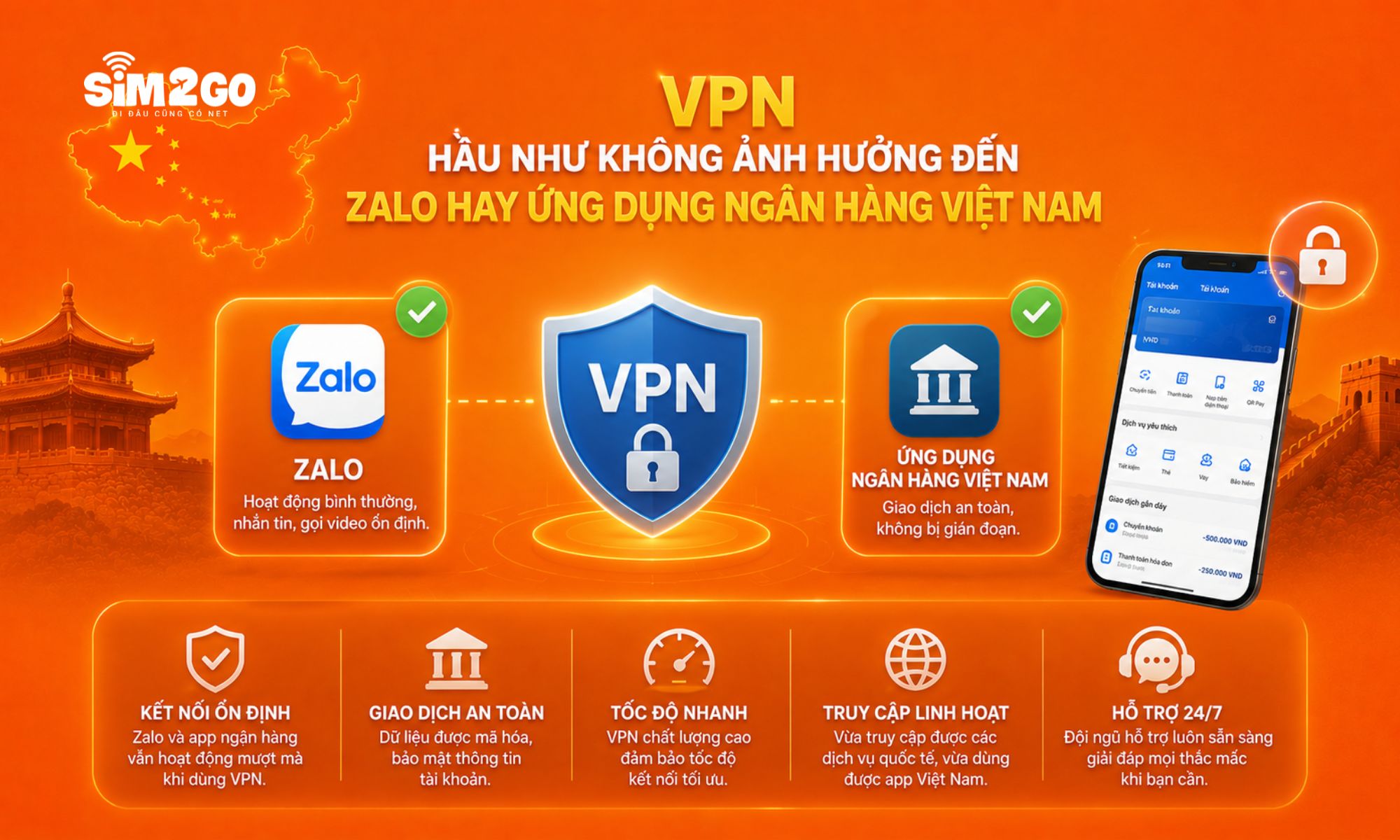 VPN hầu như không ảnh hưởng đến Zalo hay ứng dụng ngân hàng Việt Nam