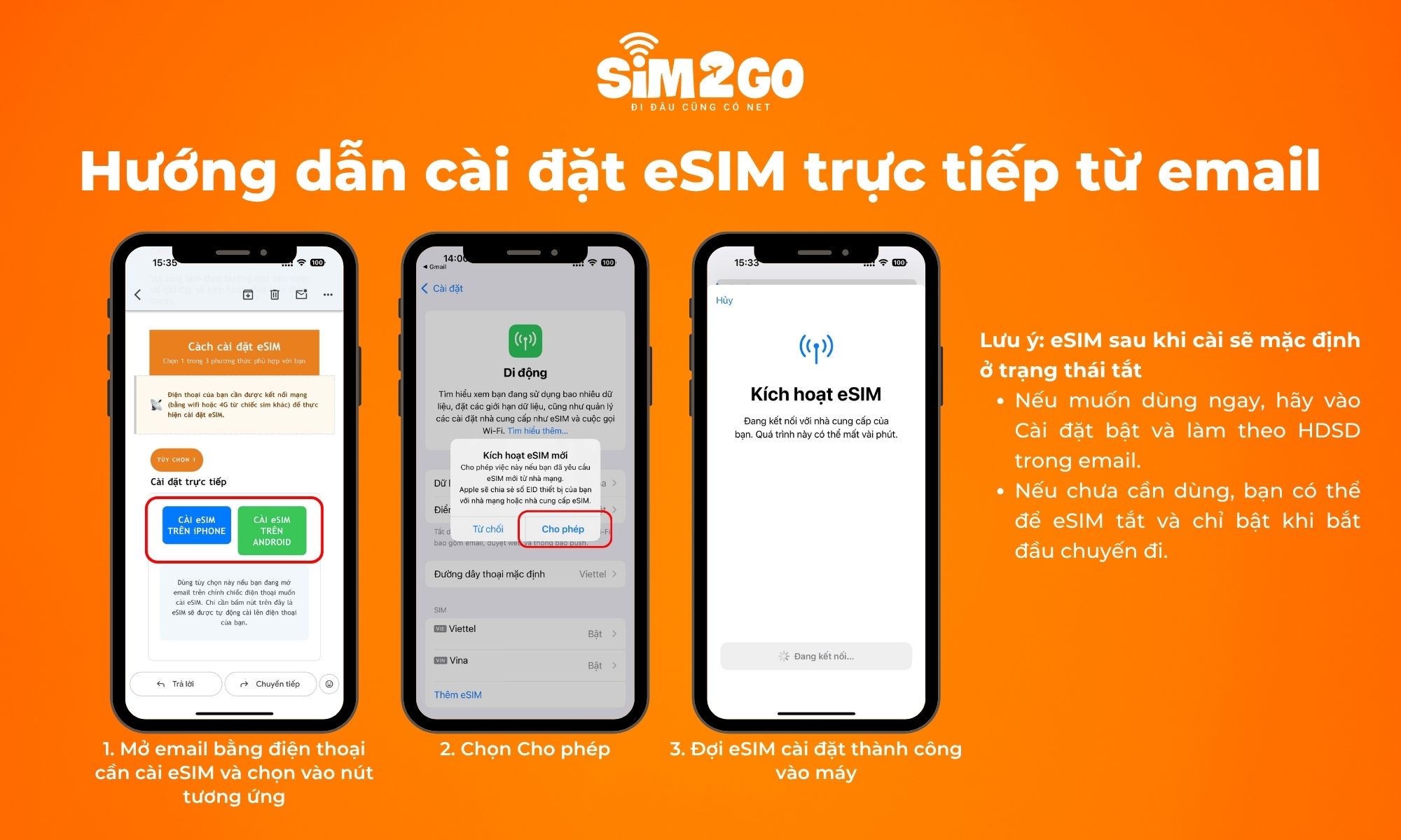 Hướng dẫn cài đặt eSIM du lịch trực tiếp bằng email
