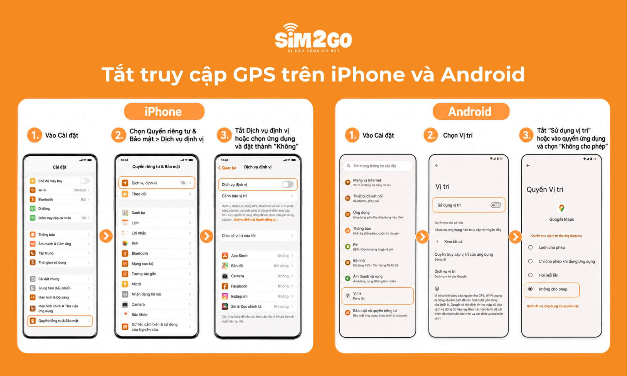 Hướng dẫn tắt truy cập GPS trên iPhone và Android