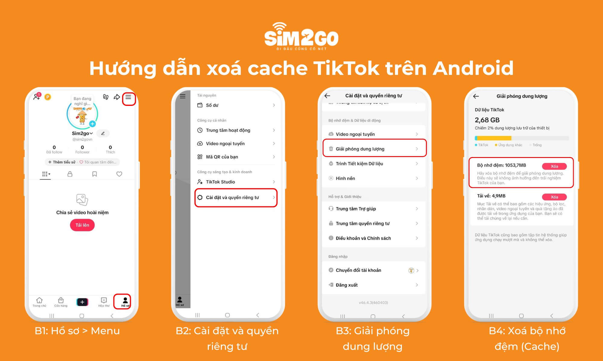 Hướng dẫn xoá cache TikTok trên Android