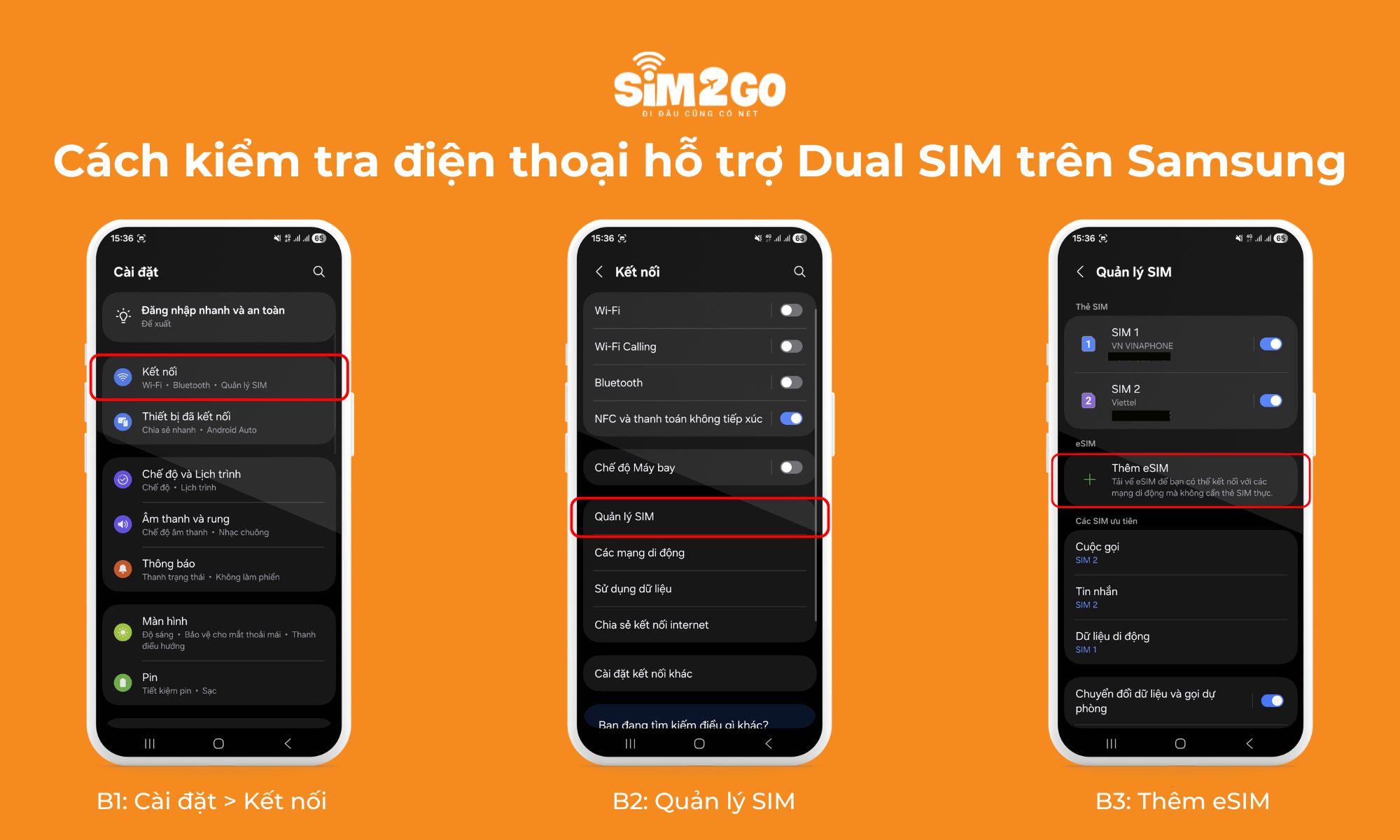 Các bước kiểm tra điện thoại hỗ trợ Dual SIM trên Samsung