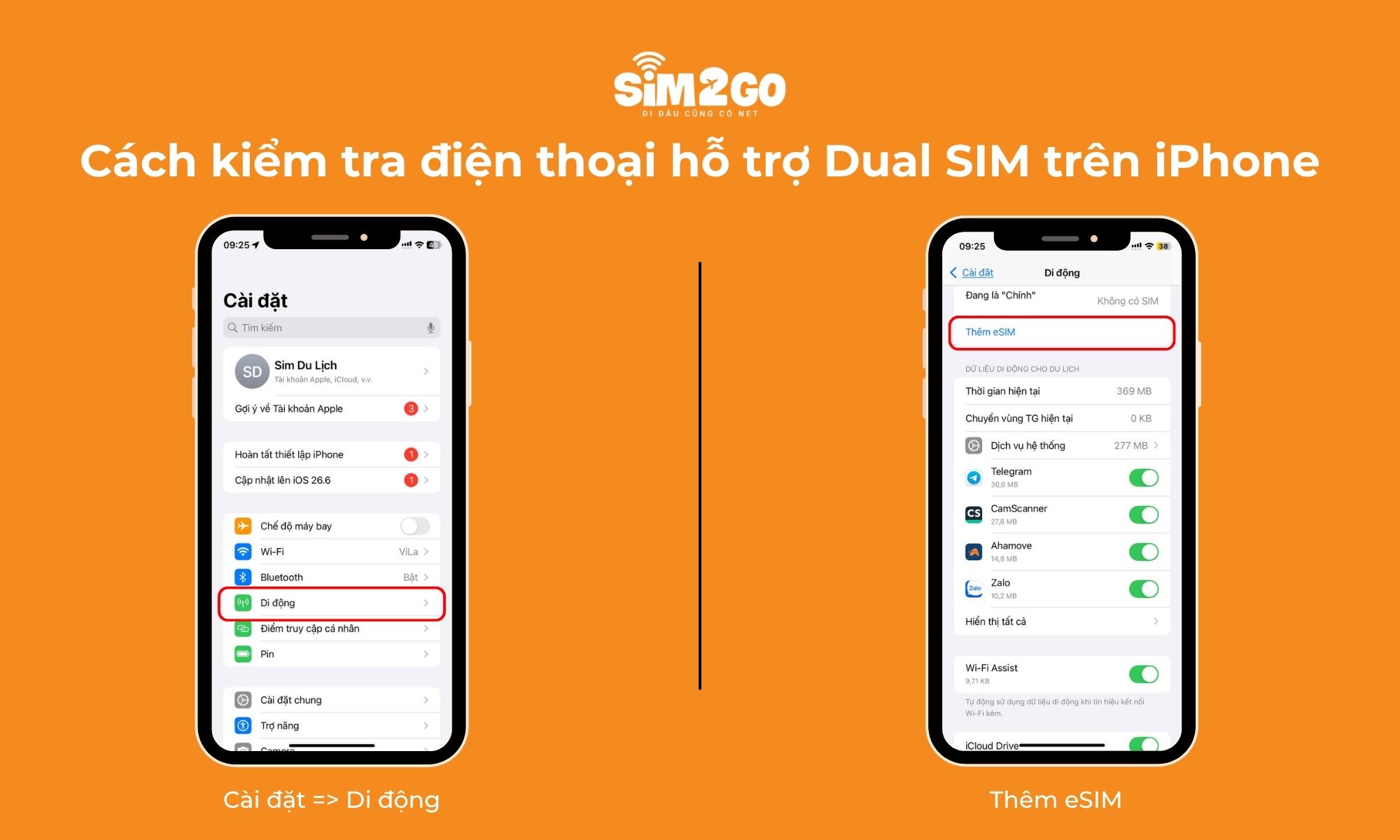 Các bước kiểm tra điện thoại hỗ trợ Dual SIM trên iPhone