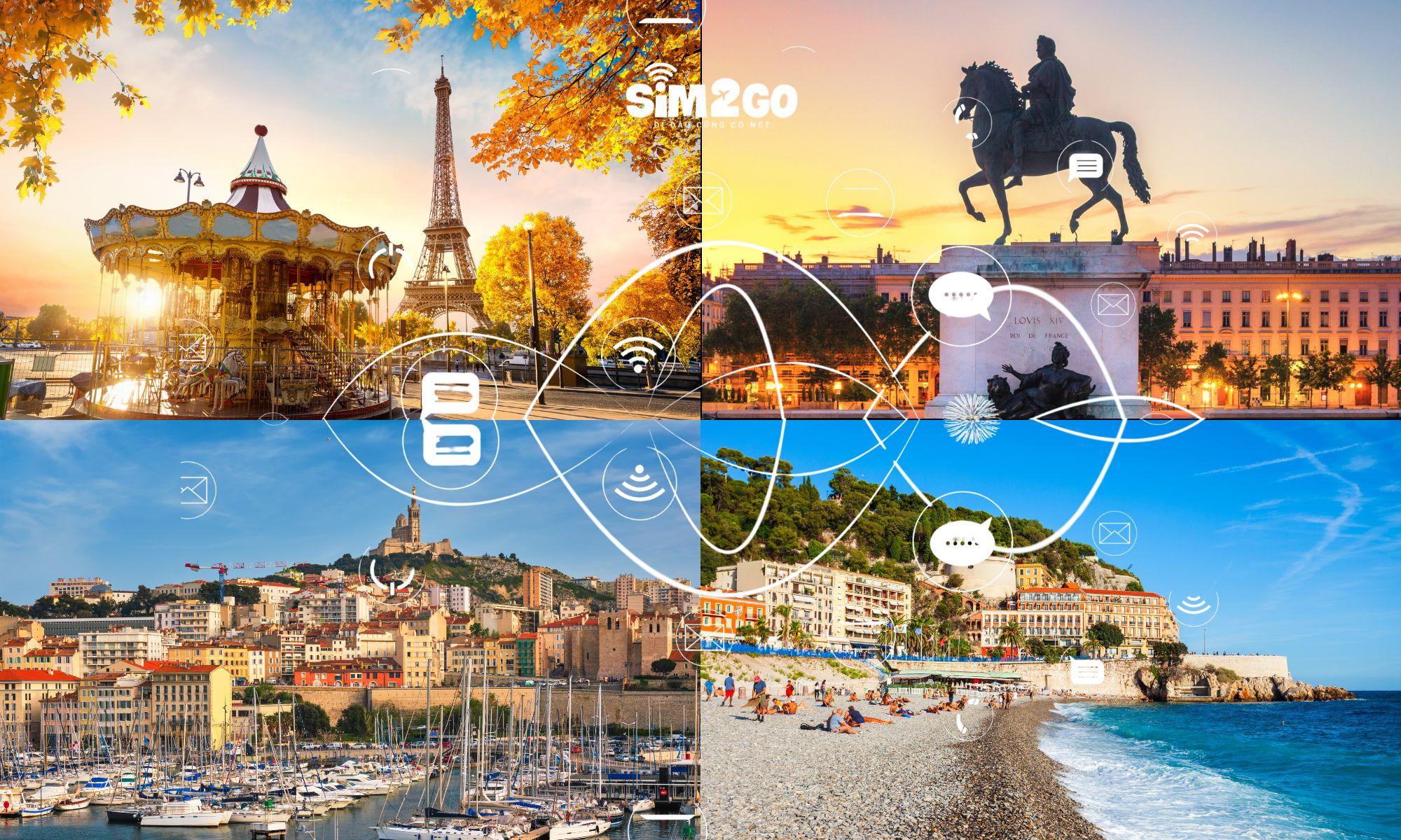 SIM và eSIM du lịch luôn giữ kết nối ở các thành phố Paris, Lyon, Marseille hay Nice